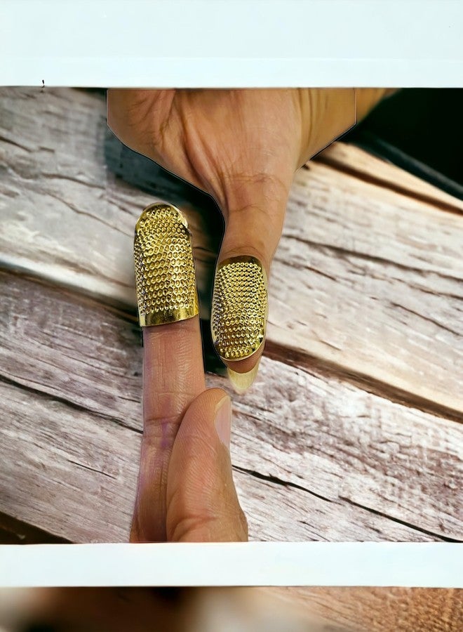 Moira Pack of 4 Adjustable Metal Finger Protector Thimble for Sewing Embroidery Needlework (Bronze) - Image 3